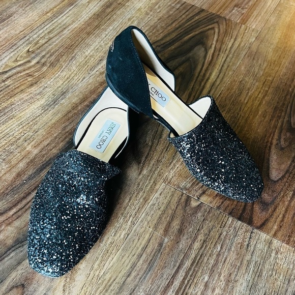Jimmy Choo Women's Globe Glitter & Leather d'Orsay Flats - Picture 5 of 16